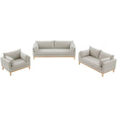Meridian Langham Beige Linen Textured Fabric Sofa IMAGE 13