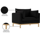 Meridian Langham Black Linen Textured Fabric Chair IMAGE 16