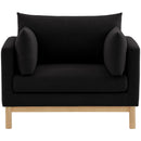 Meridian Langham Black Linen Textured Fabric Chair IMAGE 4