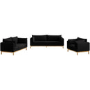 Meridian Langham Black Linen Textured Fabric Loveseat IMAGE 14
