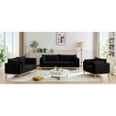 Meridian Langham Black Linen Textured Fabric Loveseat IMAGE 15