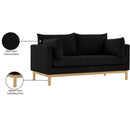Meridian Langham Black Linen Textured Fabric Loveseat IMAGE 17