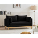  Manufacturer Color_Black -- Langham 66" Black Linen Textured Fabric Upholstered Loveseat IMAGE 2