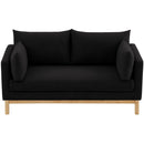 Meridian Langham Black Linen Textured Fabric Loveseat IMAGE 6