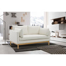  Manufacturer Color_Cream -- Langham 66" Cream Linen Textured Fabric Upholstered Loveseat IMAGE 2
