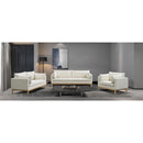 Meridian Langham Cream Linen Textured Fabric Sofa IMAGE 15