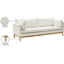  Meridian Langham 89.5" Cream Linen Textured Fabric Upholstered Sofa IMAGE 17