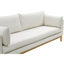 Meridian Langham Cream Linen Textured Fabric Sofa IMAGE 8