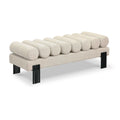  Color_Beige/ Black -- Meridian Akeela Linen Textured Fabric Upholstered Bench IMAGE 1