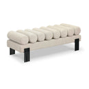  Color_Beige/ Black -- Meridian Akeela Linen Textured Fabric Upholstered Bench IMAGE 1