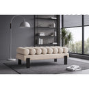  Color_Beige/ Black -- Meridian Akeela Linen Textured Fabric Upholstered Bench IMAGE 2