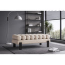 Meridian Akeela Beige Linen Textured Fabric Bench IMAGE 2