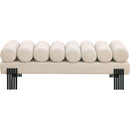  Color_Beige/ Black -- Meridian Akeela Linen Textured Fabric Upholstered Bench IMAGE 3