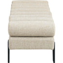Meridian Akeela Beige Linen Textured Fabric Bench IMAGE 4