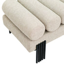  Color_Beige/ Black -- Meridian Akeela Linen Textured Fabric Upholstered Bench IMAGE 5