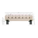  Color_Beige/ Black -- Meridian Akeela Linen Textured Fabric Upholstered Bench IMAGE 7