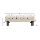 Meridian Akeela Beige Linen Textured Fabric Upholstered Bench IMAGE 7