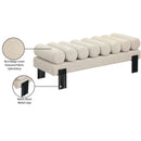  Color_Beige/ Black -- Meridian Akeela Linen Textured Fabric Upholstered Bench IMAGE 8