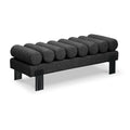  Color_Black -- Akeela Black Linen Textured Fabric Upholstered Bench IMAGE 1