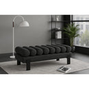  Color_Black -- Akeela Black Linen Textured Fabric Upholstered Bench IMAGE 2
