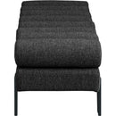 Color_Black -- Akeela Black Linen Textured Fabric Upholstered Bench IMAGE 4