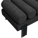  Color_Black -- Akeela Black Linen Textured Fabric Upholstered Bench IMAGE 5