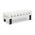  Color_Black/ Cream -- Akeela Cream Linen Textured Fabric Upholstered Bench IMAGE 1