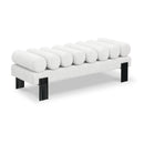  Color_Black/ Cream -- Akeela Cream Linen Textured Fabric Upholstered Bench IMAGE 1