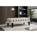  Color_Black/ Cream -- Akeela Cream Linen Textured Fabric Upholstered Bench IMAGE 2