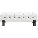  Color_Black/ Cream -- Akeela Cream Linen Textured Fabric Upholstered Bench IMAGE 3