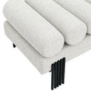  Color_Black/ Cream -- Akeela Cream Linen Textured Fabric Upholstered Bench IMAGE 5