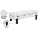  Color_Black/ Cream -- Akeela Cream Linen Textured Fabric Upholstered Bench IMAGE 8