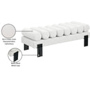  Meridian Akeela Cream Linen Textured Fabric Upholstered Bench IMAGE 8