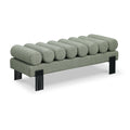  Color_Green/ Matte Black -- Akeela Green Linen Textured Fabric Upholstered Bench IMAGE 1