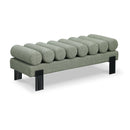  Color_Green/ Matte Black -- Akeela Green Linen Textured Fabric Upholstered Bench IMAGE 1