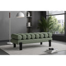 Color_Green/ Matte Black -- Akeela Green Linen Textured Fabric Upholstered Bench IMAGE 2