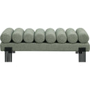  Color_Green/ Matte Black -- Akeela Green Linen Textured Fabric Upholstered Bench IMAGE 3