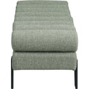  Color_Green/ Matte Black -- Akeela Green Linen Textured Fabric Upholstered Bench IMAGE 4