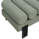  Color_Green/ Matte Black -- Akeela Green Linen Textured Fabric Upholstered Bench IMAGE 5