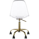  Meridian Clarion Gold Lucite Seat And Metal Base Office Chair IMAGE 3