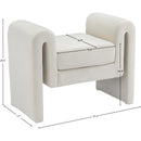  Color_Cream -- Sloan Cream Velvet Upholstered Bench IMAGE 6