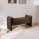  Color_Brown -- Sloan Brown Velvet Upholstered Bench IMAGE 2