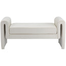  Color_Cream -- Sloan Cream Velvet Upholstered Bench IMAGE 3