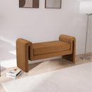  Color_Saddle -- Sloan Saddle Velvet Upholstered Bench IMAGE 2