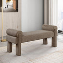  Color_Brown -- Stefano Brown Fabric Upholstered Bench IMAGE 2