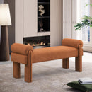  Color_Cognac -- Stefano Cognac Fabric Upholstered Bench IMAGE 2