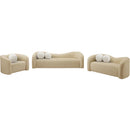 Meridian Kali Beige Faux Shearling Teddy Fabric Sofa IMAGE 12
