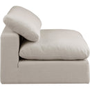 Meridian Comfy Beige Linen Textured Fabric Modular Armless Chair IMAGE 5