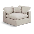 Meridian Comfy Beige Linen Textured Fabric Modular Corner Chair IMAGE 1