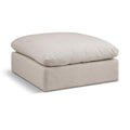 Meridian Comfy Beige Linen Textured Fabric Modular Ottoman IMAGE 1